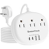 UK Adapters for Travel(13A), US to UK Plug Adapter with 3 Outlets 4 USB Ports (2 USB-C) Total Output 24W, Type G Travel Adapter for USA to British Ireland Scotland Hong Kong - Image 4